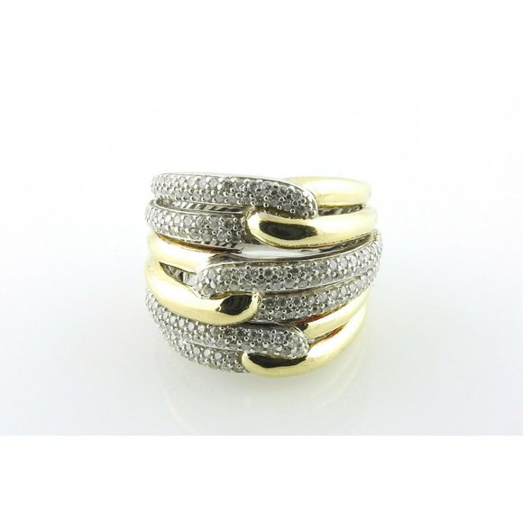 David Yurman 18K Gold Sterling Diamond Triple Loop Labyrinth Ring 7 #10708 - Picture 6 of 11